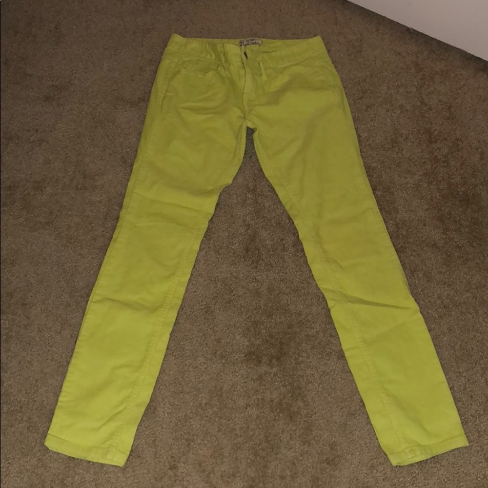 Free People corduroy pants in lime green